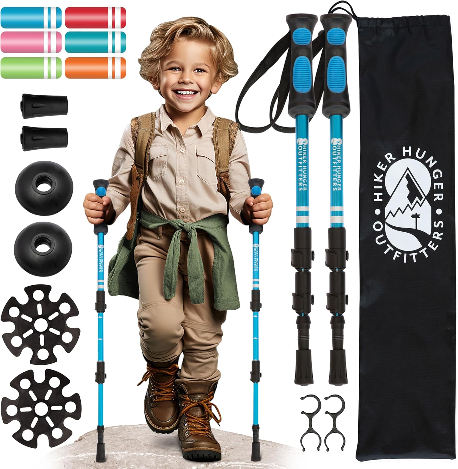Kids Hiking Poles - Lightweight Collapsible Walking Stick for Kids