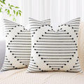 Black & Cream White Boho Outdoor Throw Pillow Covers 20x20 Set of 2