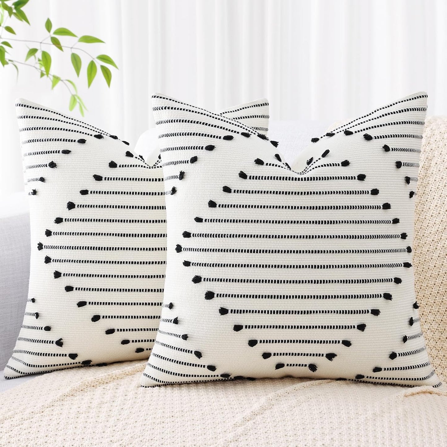Mecatny Boho Outdoor Throw Pillow Covers 20X20 Set of 2
