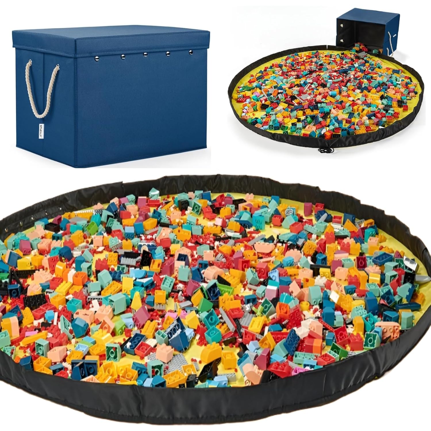 Kids Toy Box Chest Storage with Lid and Play Mat for Fun