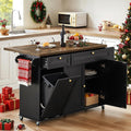 60 in Kitchen Island Cart with Power Outlet and Drop Leaf - Mobile