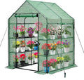 Walk-in Greenhouse for Outdoors - Sturdy PE Cover & 14 Shelves