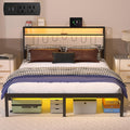 Full Bed Frame with Charging Station and LED Lights - Full Size