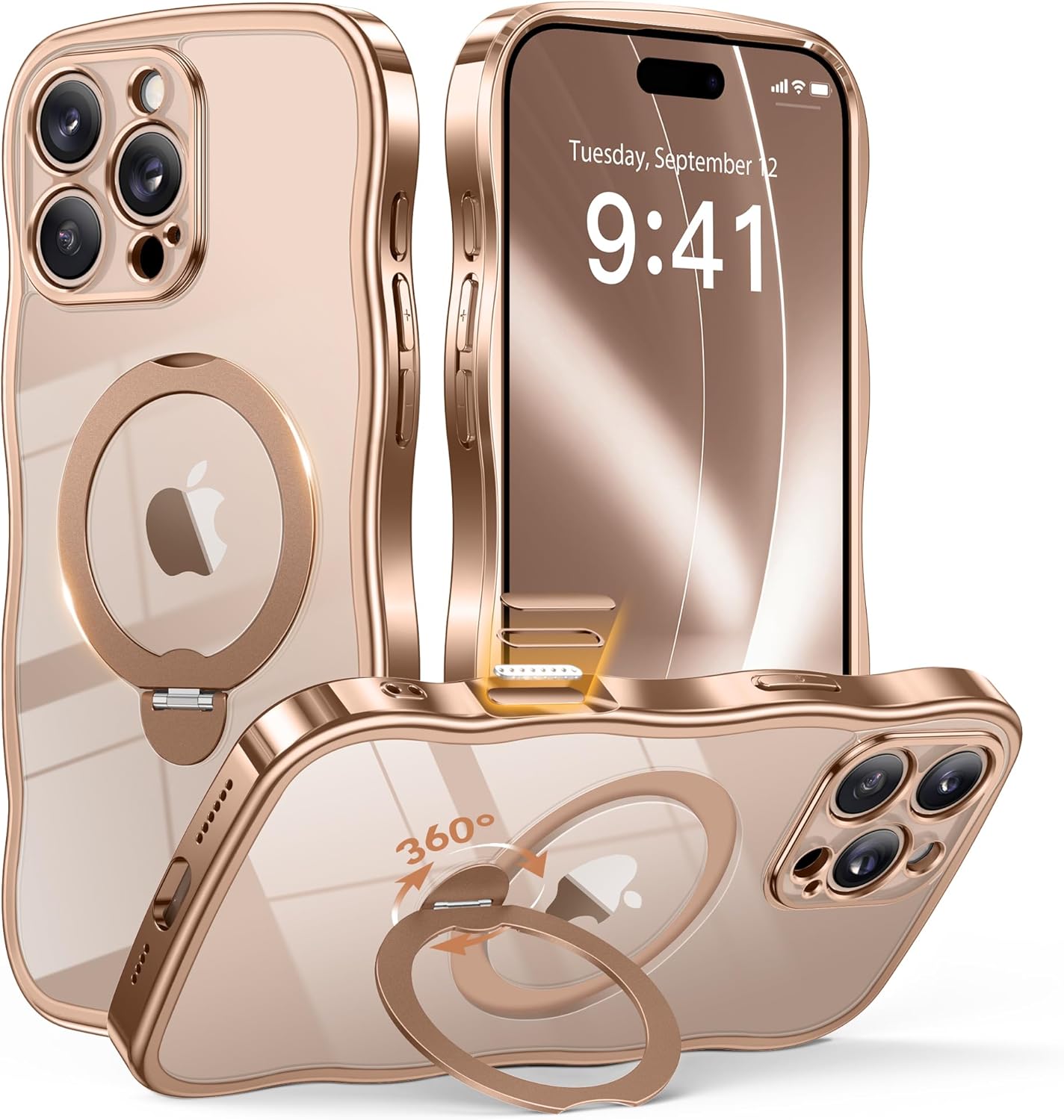 GVIEWIN iPhone 16 Pro Max Case with 360 Magnetic Stand and Style