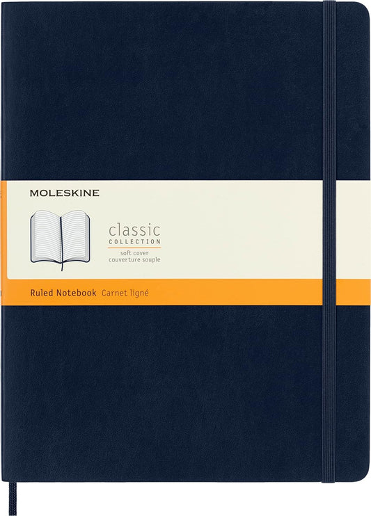 Moleskine XL Soft Cover Notebook, Sapphire Blue - 192 Ruled Pages