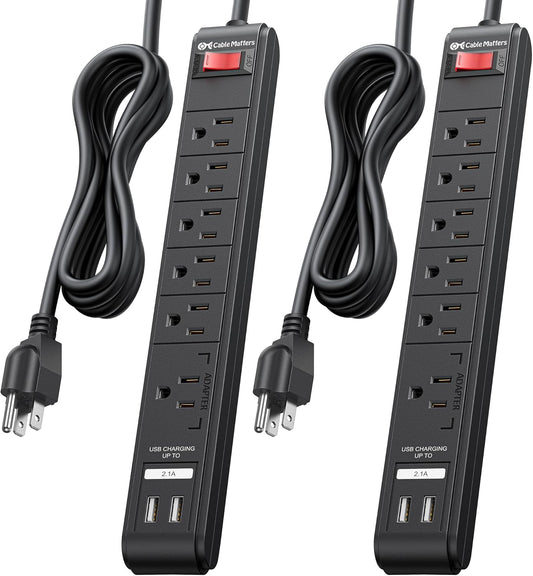 Cable Matters 6-Outlet Surge Protector Power Strip with USB Ports