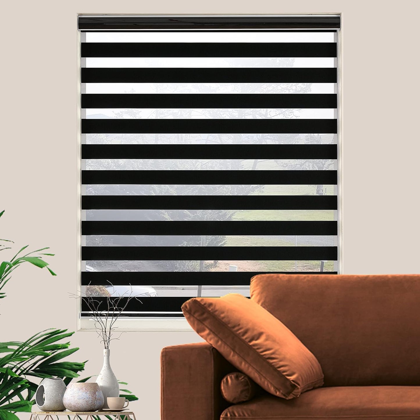 Blackout Zebra Blinds for Indoor Windows - Room Darkening Shades