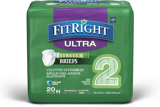 Medline FitRight Stretch Ultra Adult Briefs - Heavy Absorbency!