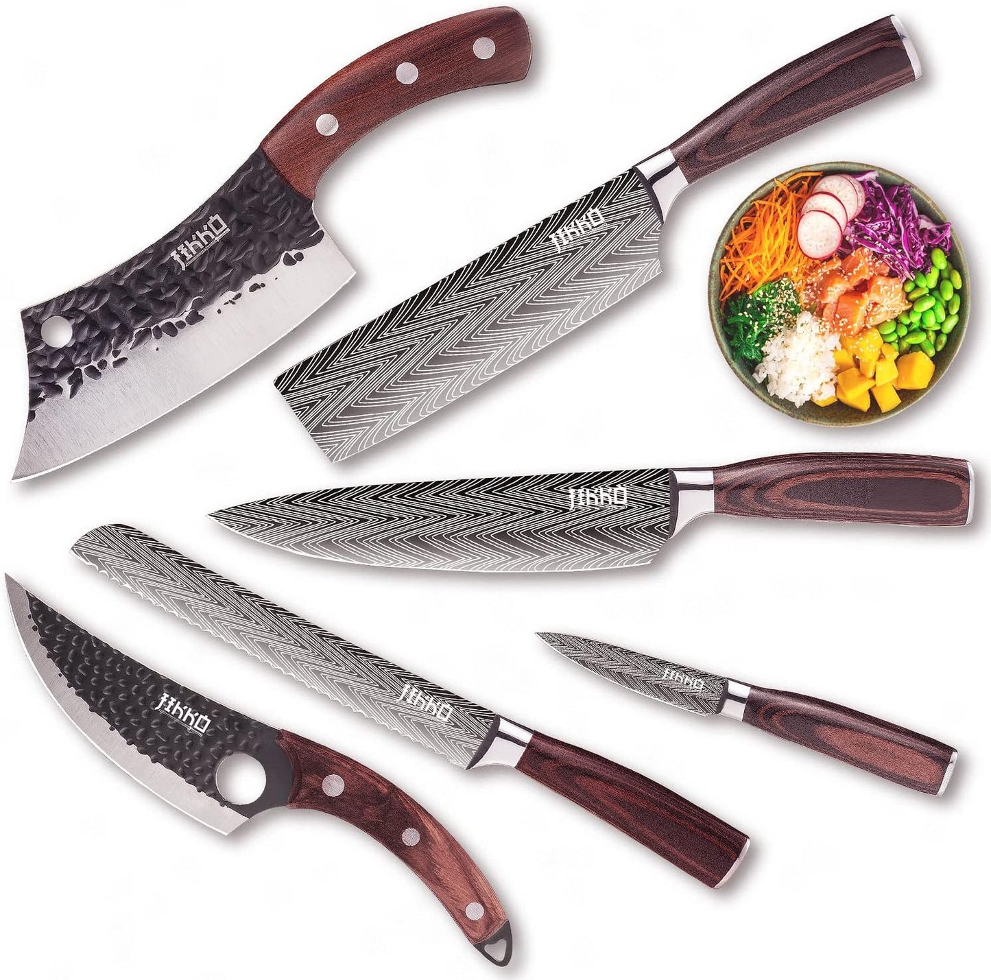 Jikko New Reinforced Carbon Steel Japanese Kitchen Knife Set