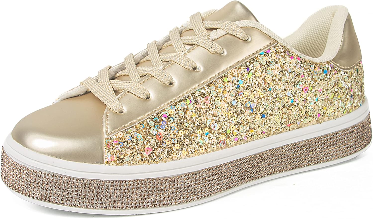 Glitter Tennis Sneakers for Women - Sparkly Rhinestone Shoes