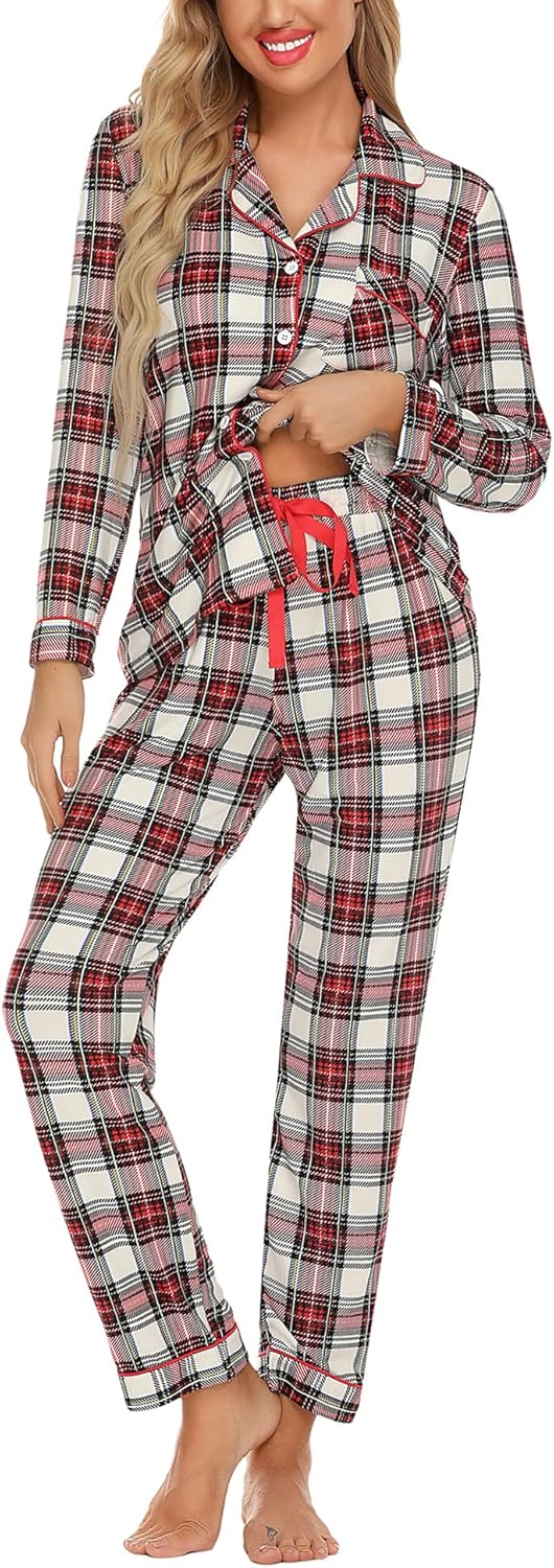 Anjue Pajamas for Women Soft Button Up Set for Ultimate Comfort