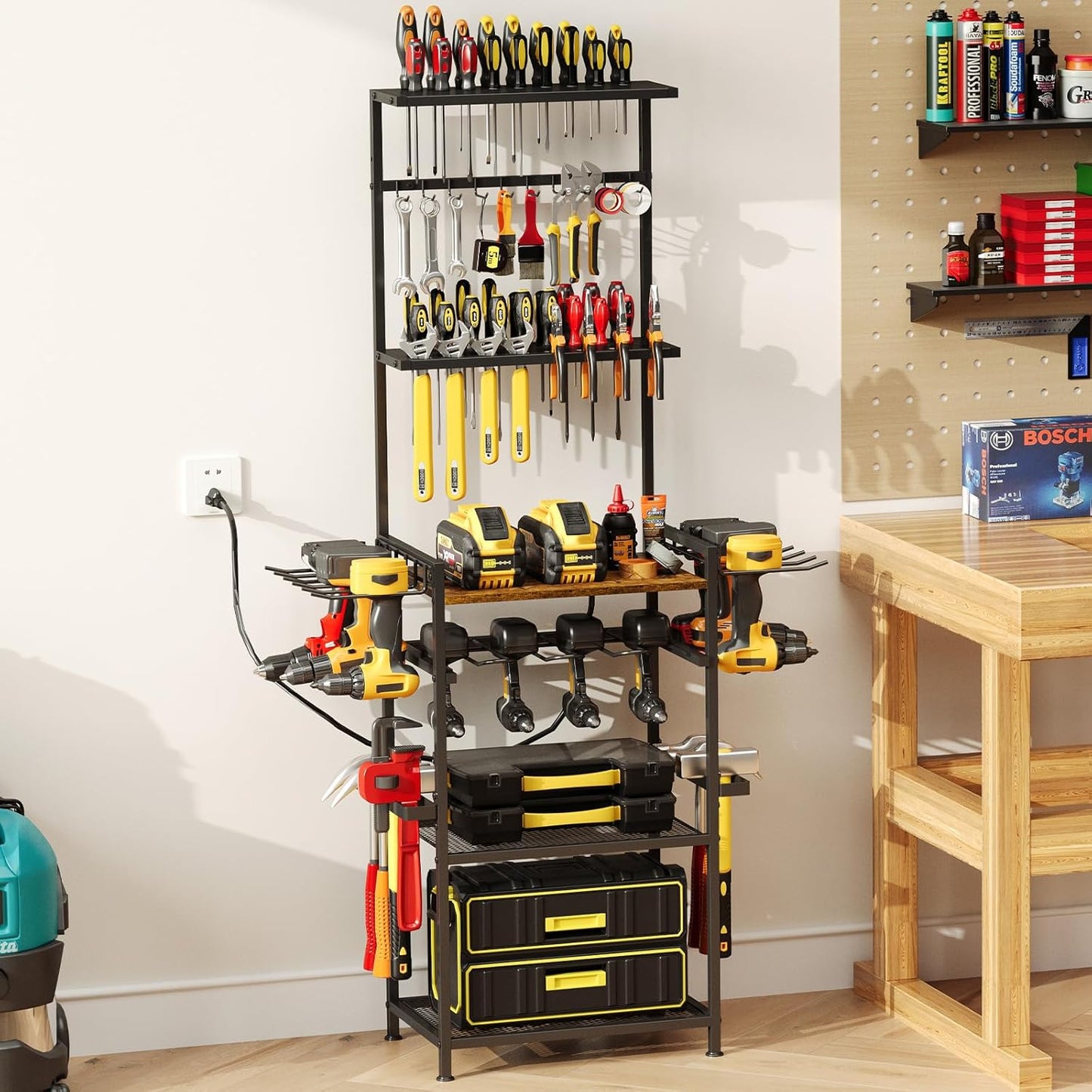Multi-Shelf Cordless Tool Organizer by Cidaziya