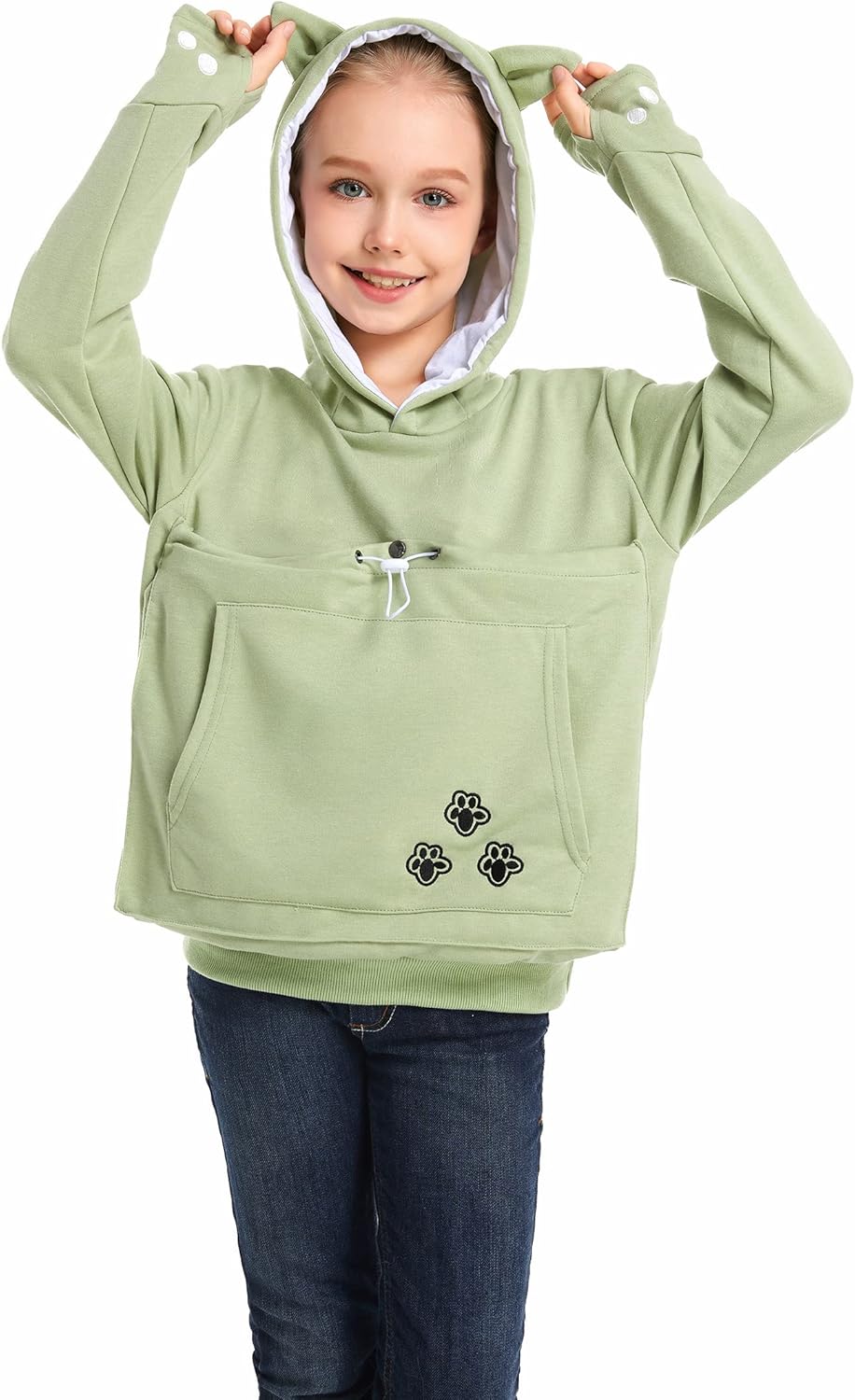 Cute Cat Pouch Hoodie for Kids by LINYUCHEN