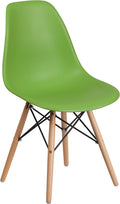 Modern Green Plastic Chair - Stylish Wooden Legs - Flash Furniture