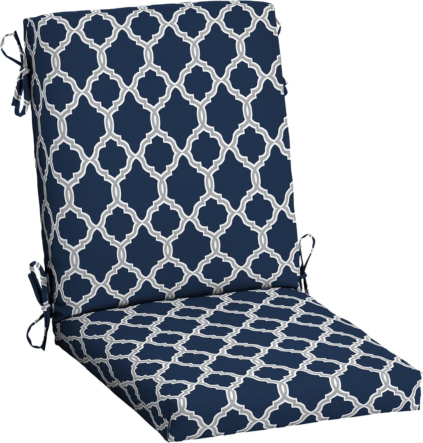 Outdoor Dining Chair Cushion in Sapphire Blue Garden Trellis