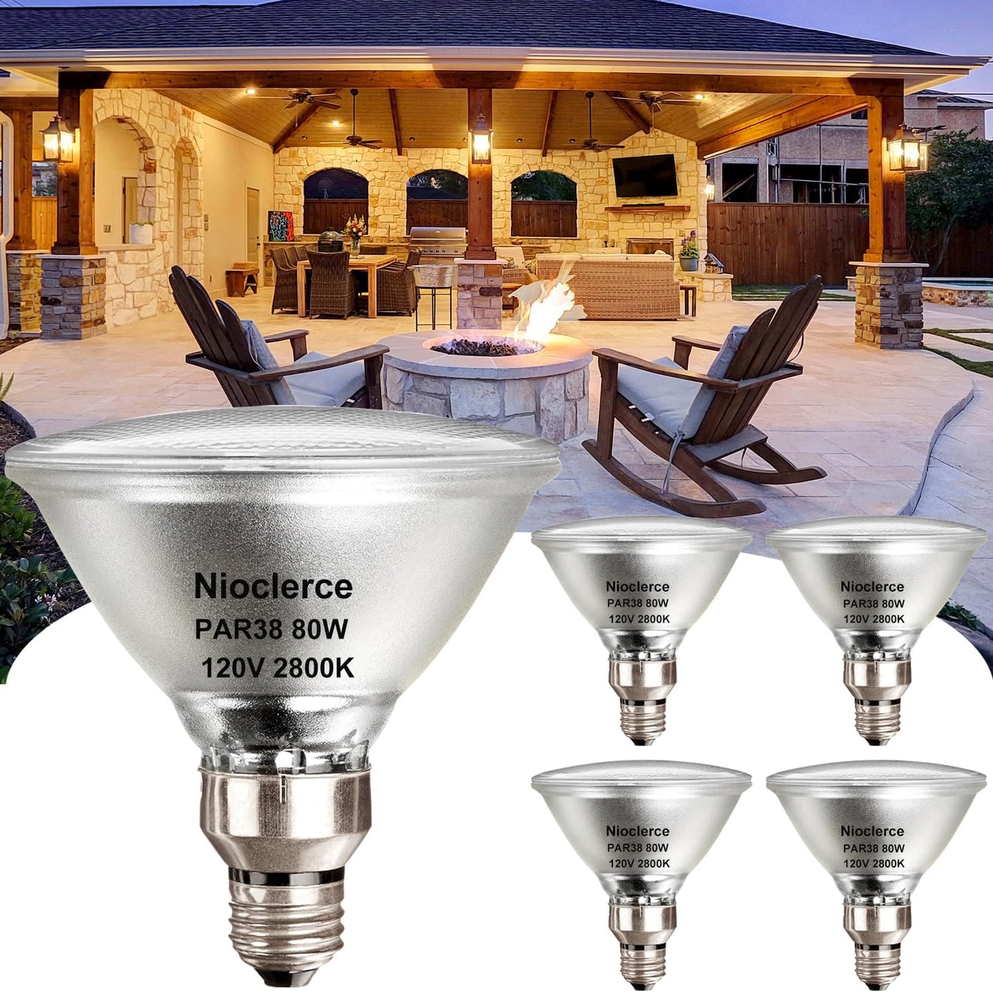PAR38 Flood Light Bulbs - 80W Halogen Bulb for Indoor Outdoor