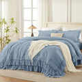 Andency Grayish Blue California King Comforter Set - Soft Ruffle