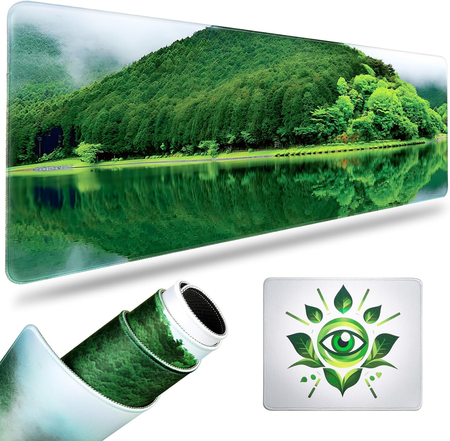 31.5x13 Inch Green Gaming Mouse Pad Set - Non-Slip, Eye Protection, Desk Decor