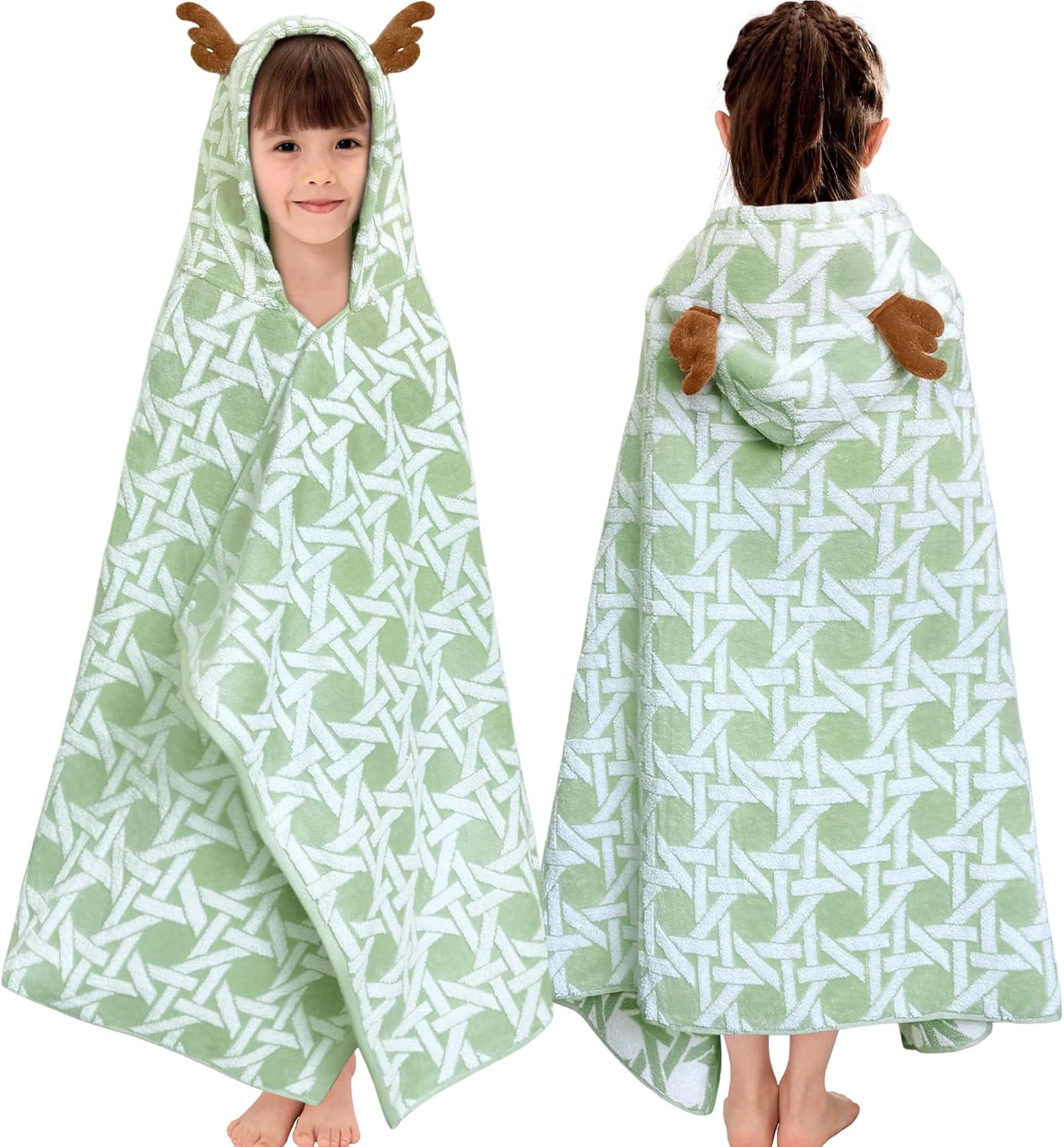 VOOVA & MOVAS Kids Bath Towel with Elk Hood for Ages 3-8