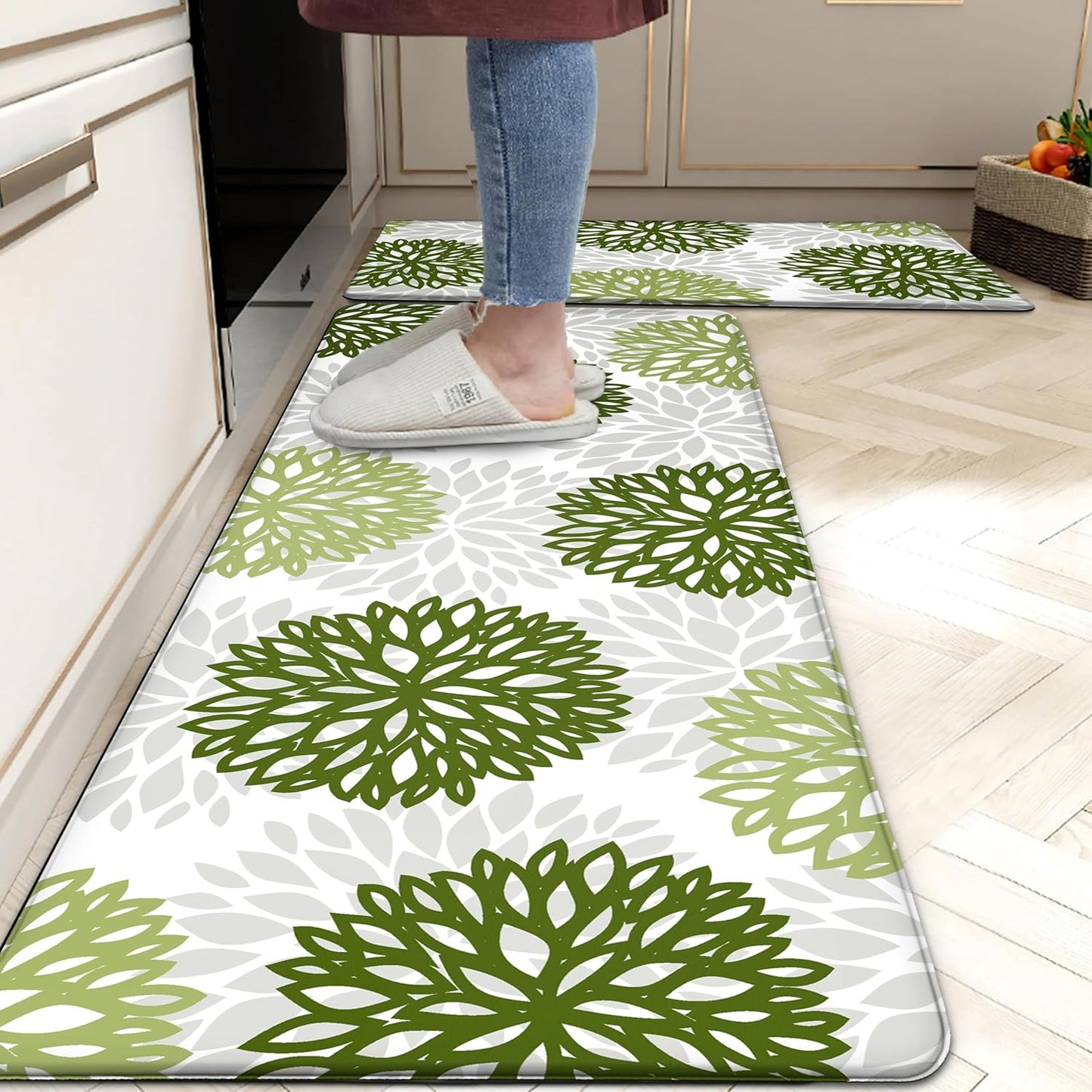 Cushioned Anti Fatigue Kitchen Mats Set of 2 for Comfort