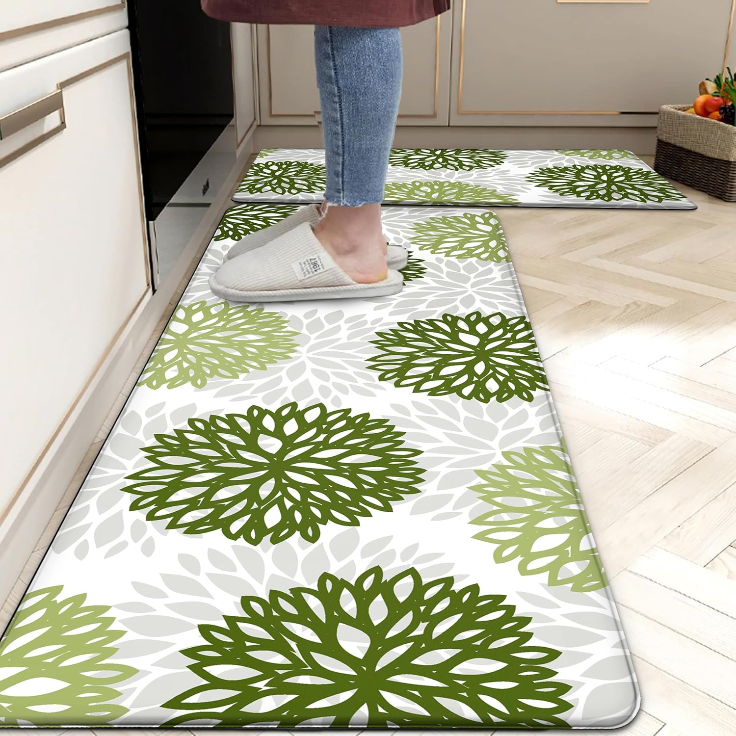 Cushioned Anti Fatigue Kitchen Mats Set of 2 for Comfort