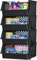 TidyFriend Plastic Stackable Bins for Pantry - Open Front 4 Pack