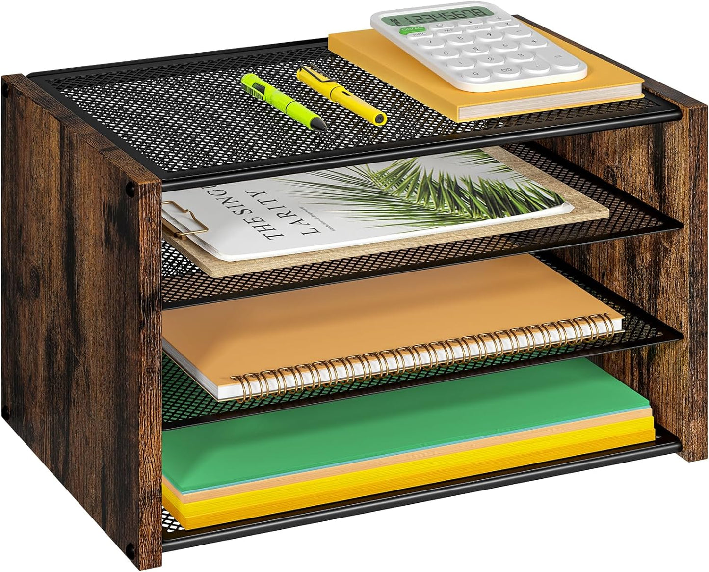 Stackable Desk Organizer Set, Rustic Brown - Stay Organized!