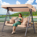 3 in 1 Outdoor Porch Swing with Adjustable Canopy - Convertible 3-Seat