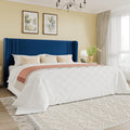 King Size Velvet Upholstered Platform Bed Frame with Wingback