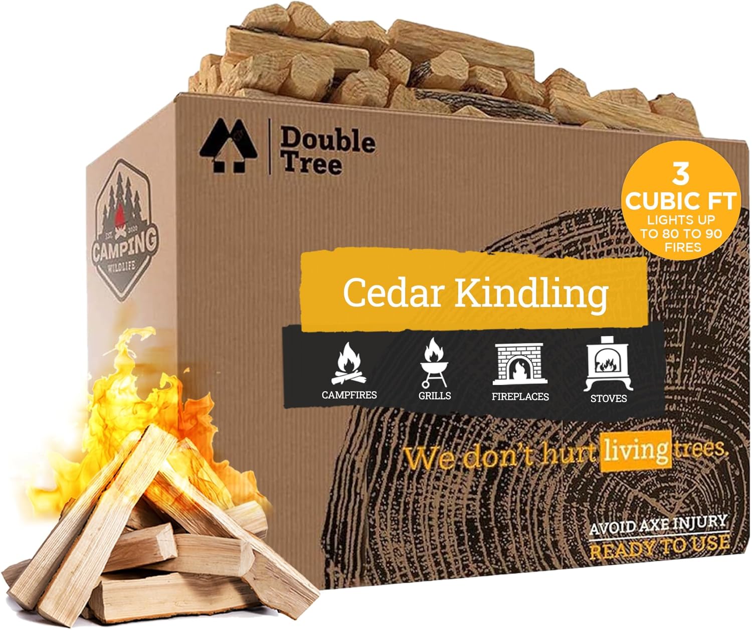 Double Tree Fire Starter Sticks - Natural Cedar Wood Kindling