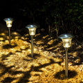 Solar Pathway Lights 8 Pack - Warm White Stainless Steel Garden Lights