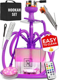 4 Hose Hookah Set with Everything - Large Purple Hookah Kit