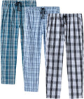 Mens Cotton Pajama Pants for Men - Lightweight Plaid Lounge Sleepwear