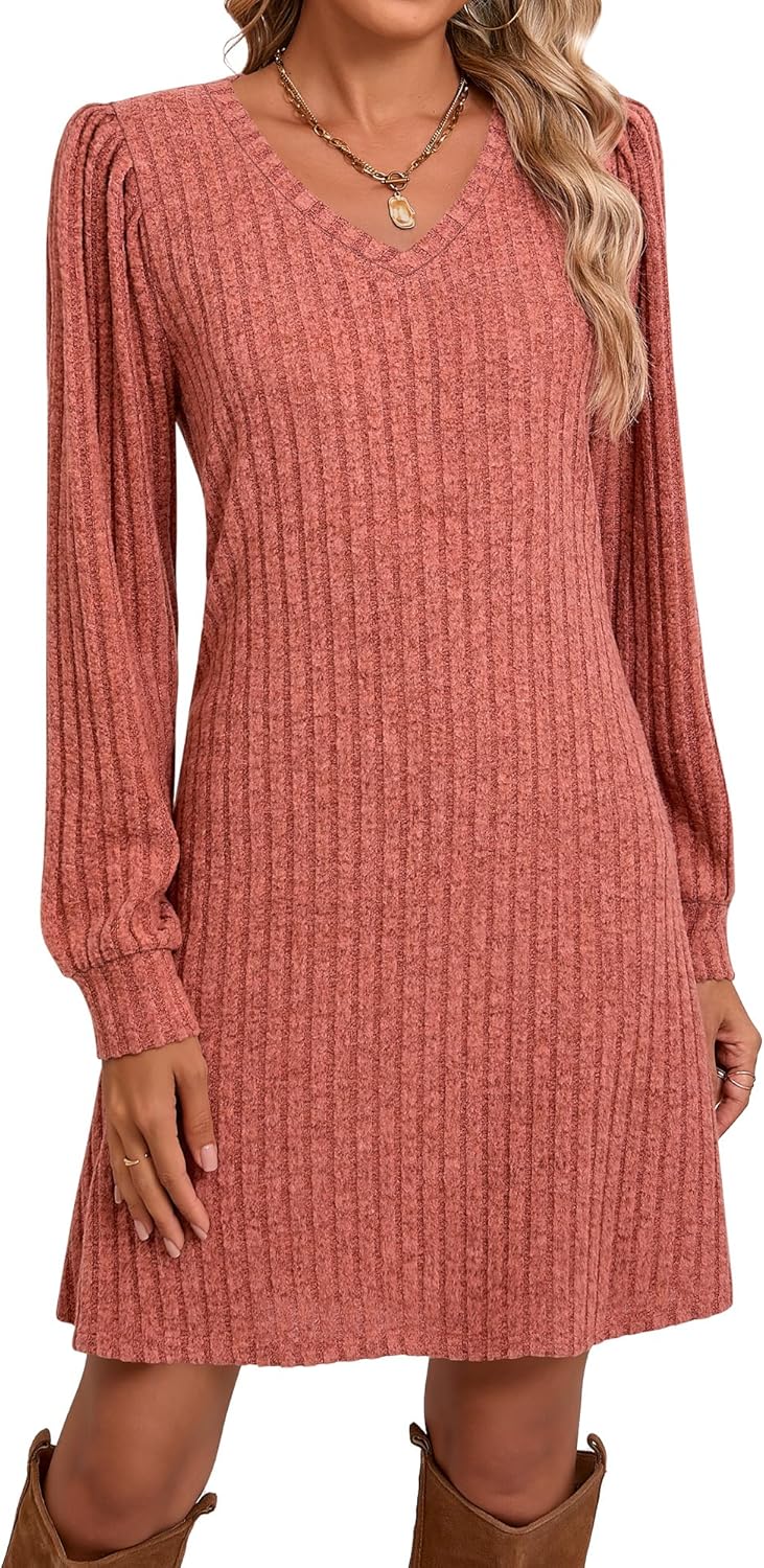 Ficerd Women's Knit Long Sleeve Sweater Dress for Fall Style