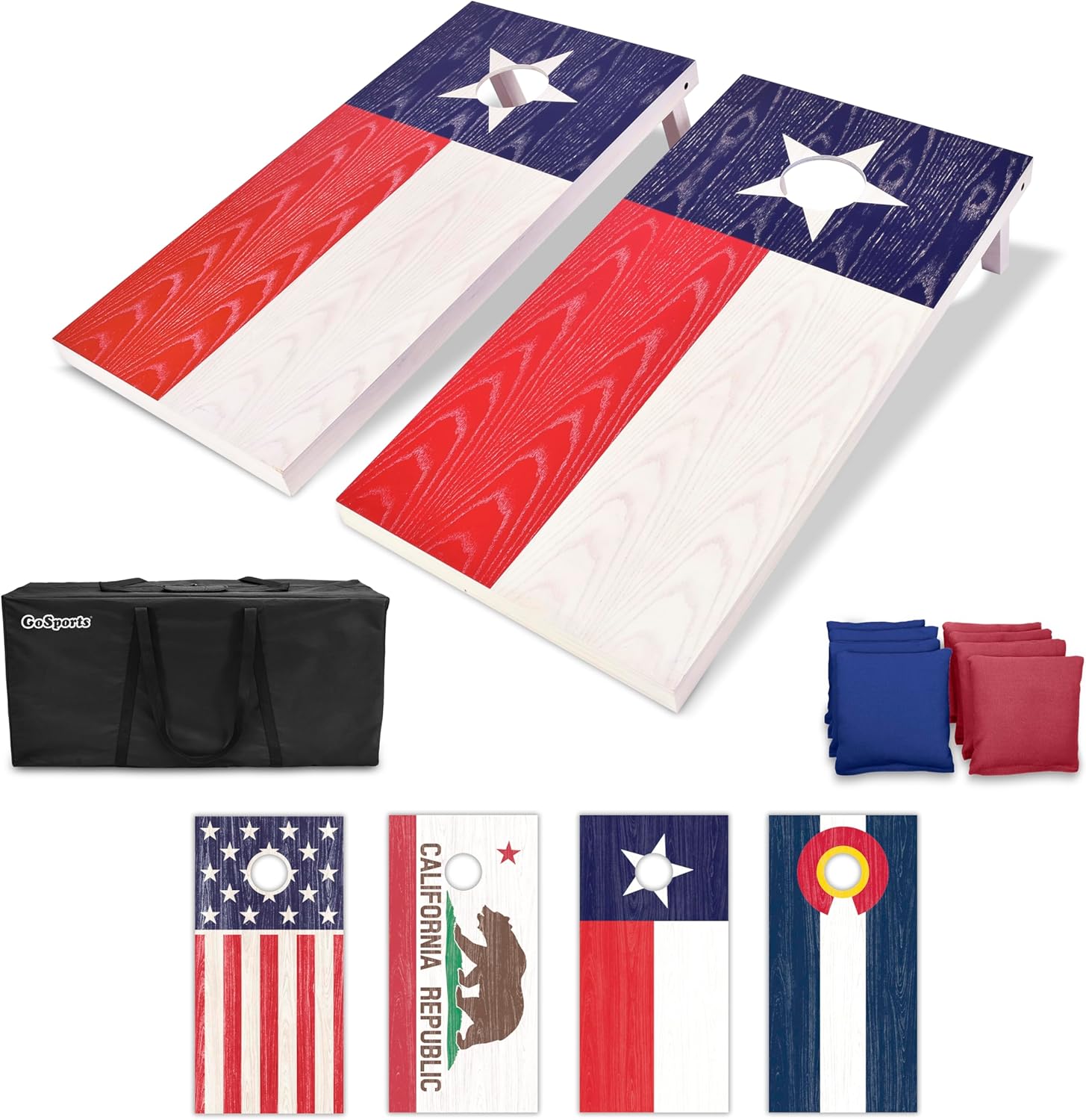 GoSports 4 x 2 ft Flag Series Wood Cornhole Set with Texas Flag