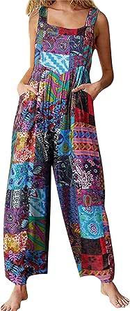 UANEO Overalls for Women: Loose Fit Summer Wide Leg Jumpsuits