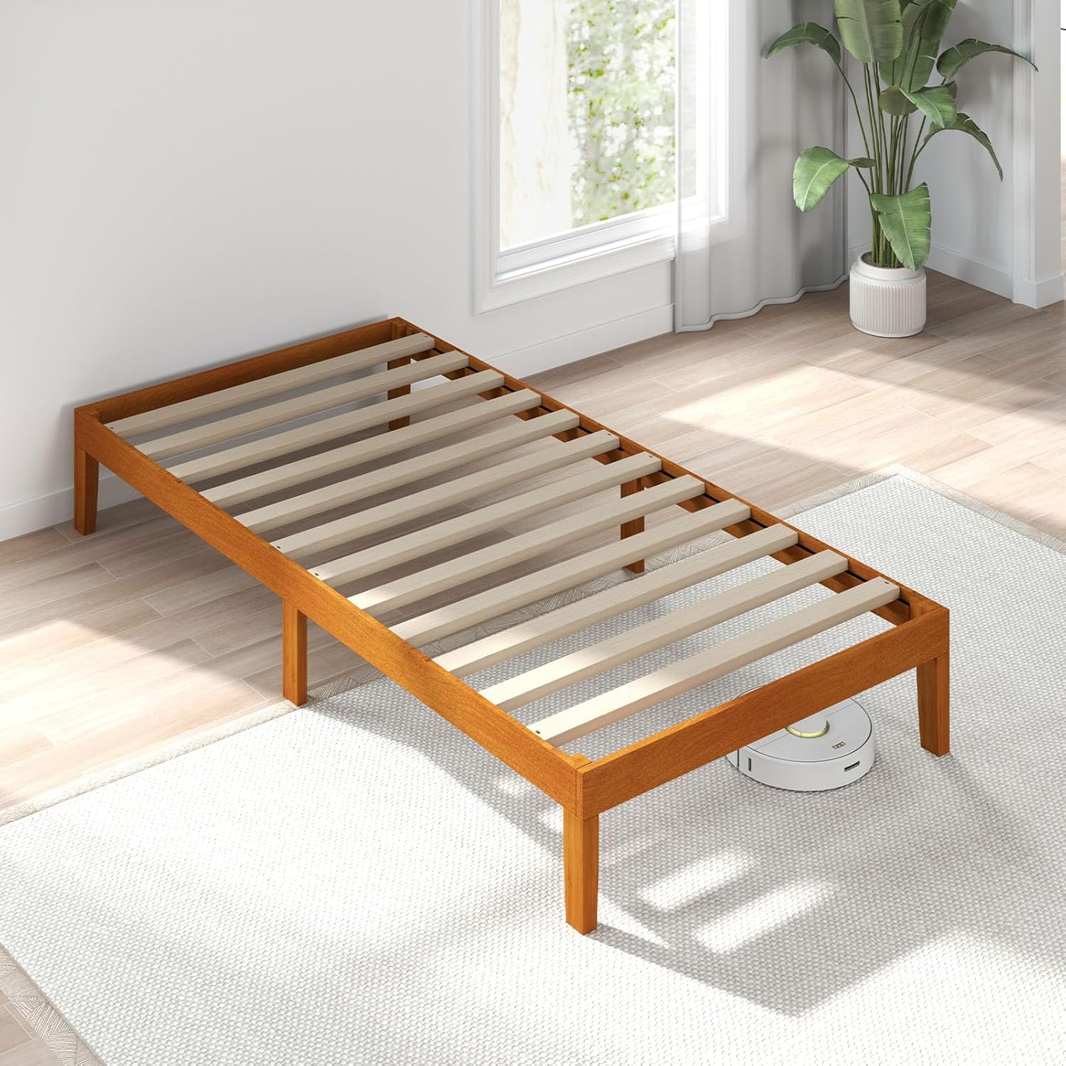 Solid Wood Twin Bed Frame with Stylish Design and Easy Assembly