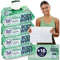 Body Wipes for Women Extra Moist No Rinse Bathing Sheets - Travel Size