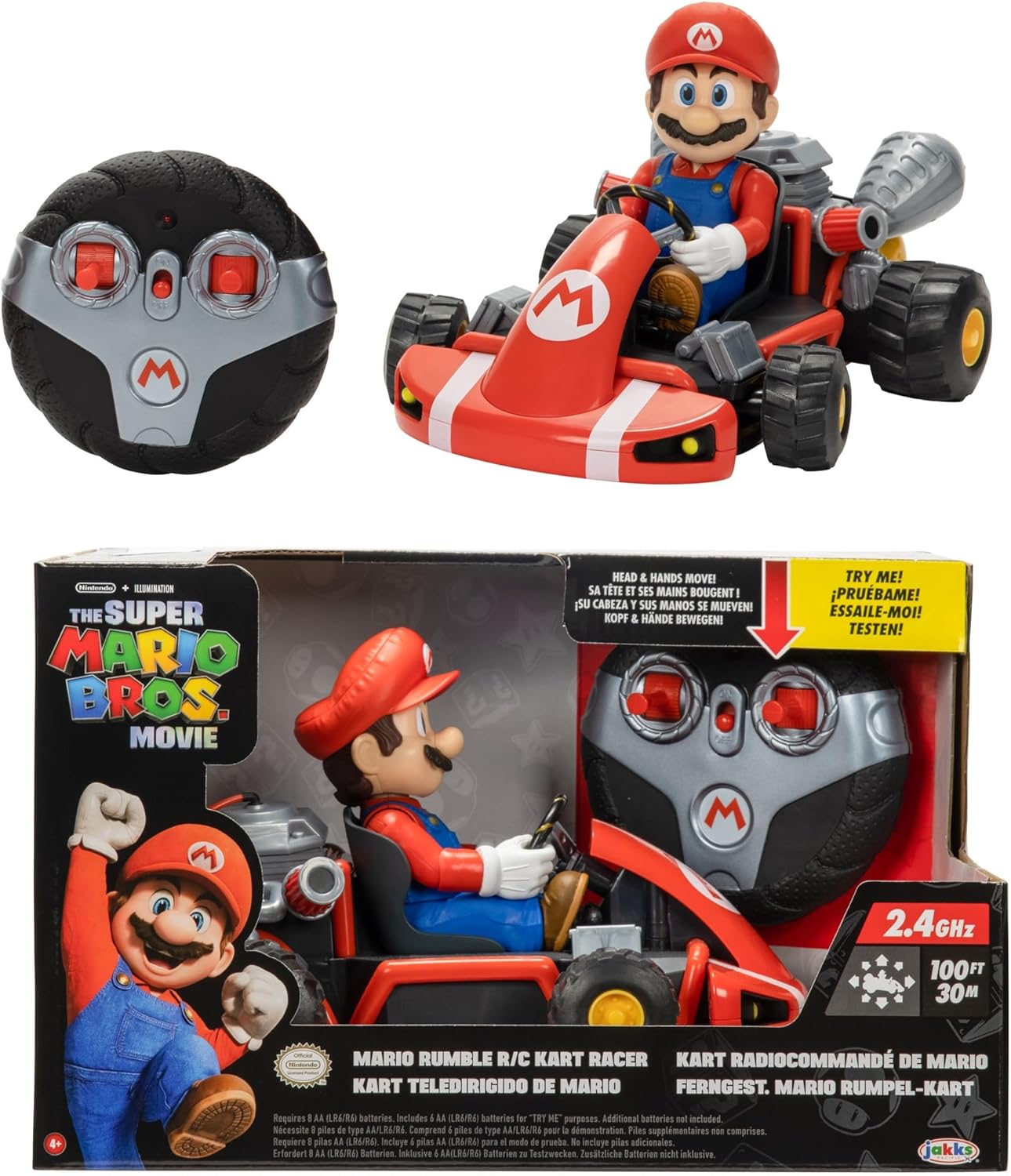 Super Mario Rumble Kart RC Racer with Lights and Sounds Fun