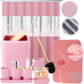 Pink Bathroom Accessories Set with Glitter Shower Curtain - Glam Bath