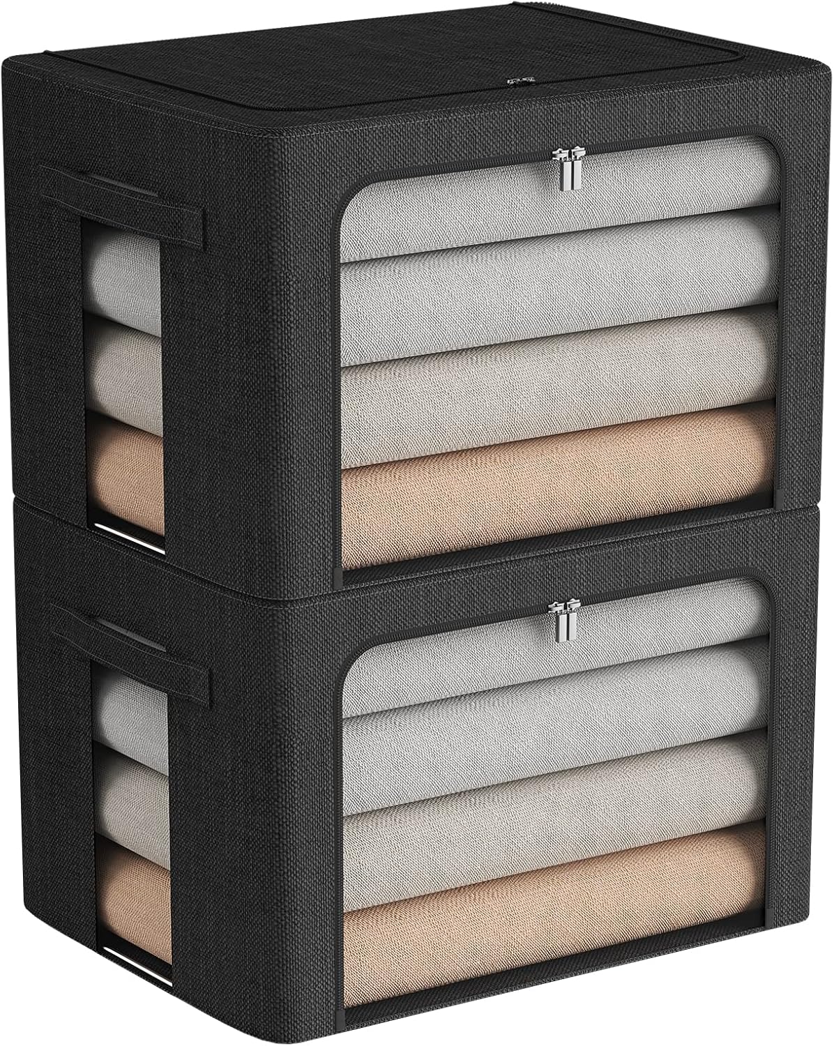 Large Capacity Foldable Storage Bins with Clear Window Set