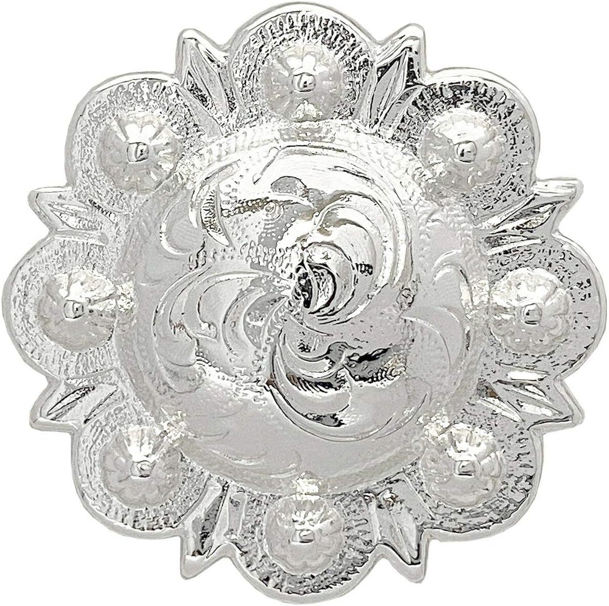 Leathercraft Saddle Conchos Bright Silver Engraved Berry Conchos