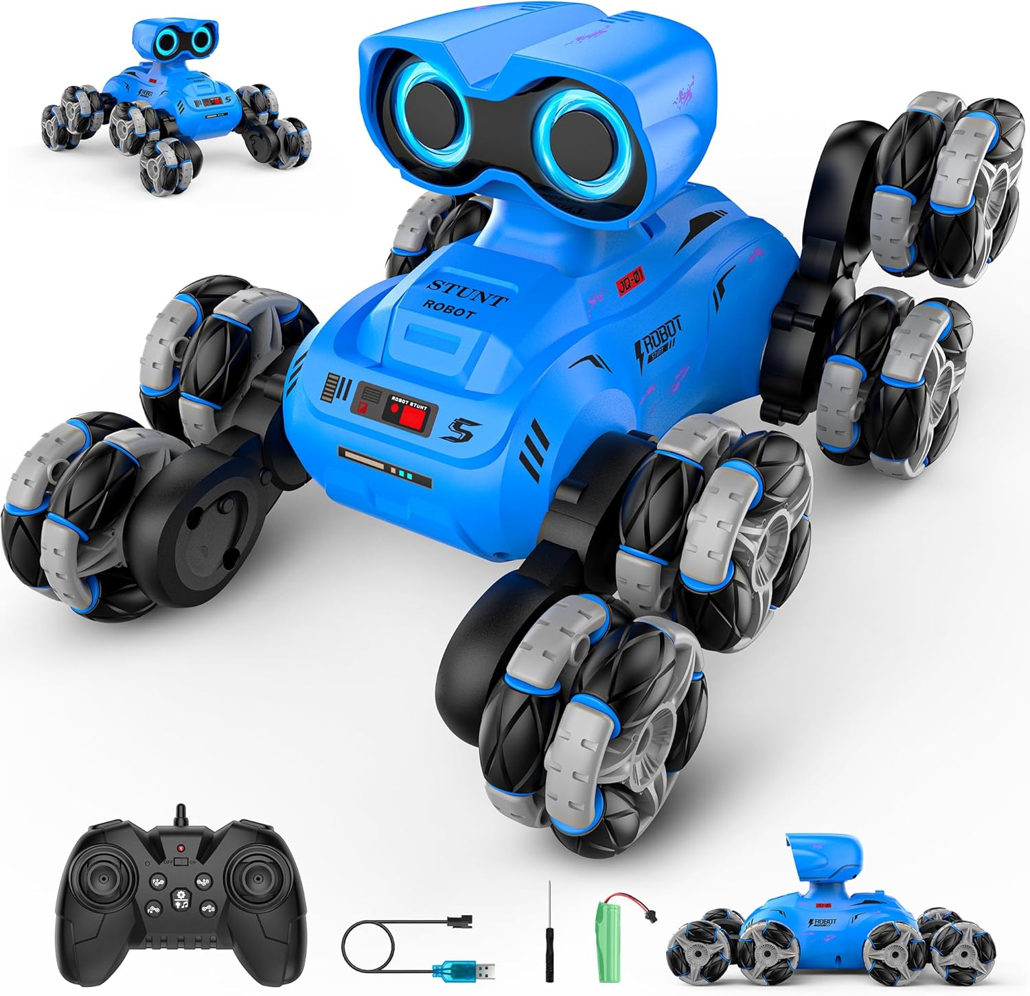 Robot Toys 8-Wheel Stunt Remote Control Car for Kids 4-12