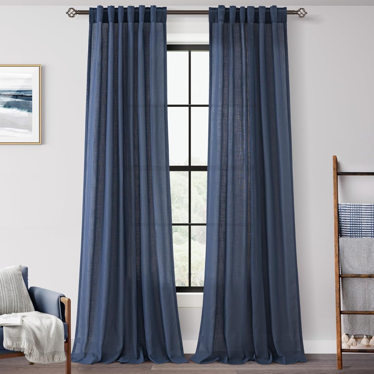 Navy Blue Curtains 108 inch Length for Modern Aesthetic Decor