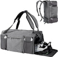 Gym Bag for Men 40L Grey - Convertible Duffle with Shoe Compartment