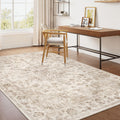 4x5 Washable Neutral Area Rug Beige Vintage - Soft Low Pile
