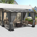 Kurapika 10 x 12 Wall Mount Gazebo - Sturdy Hardtop Lean-to Pergola