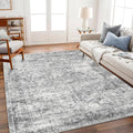 5x7 Washable Area Rug Gray Vintage Traditional - Thin Non Slip Mat