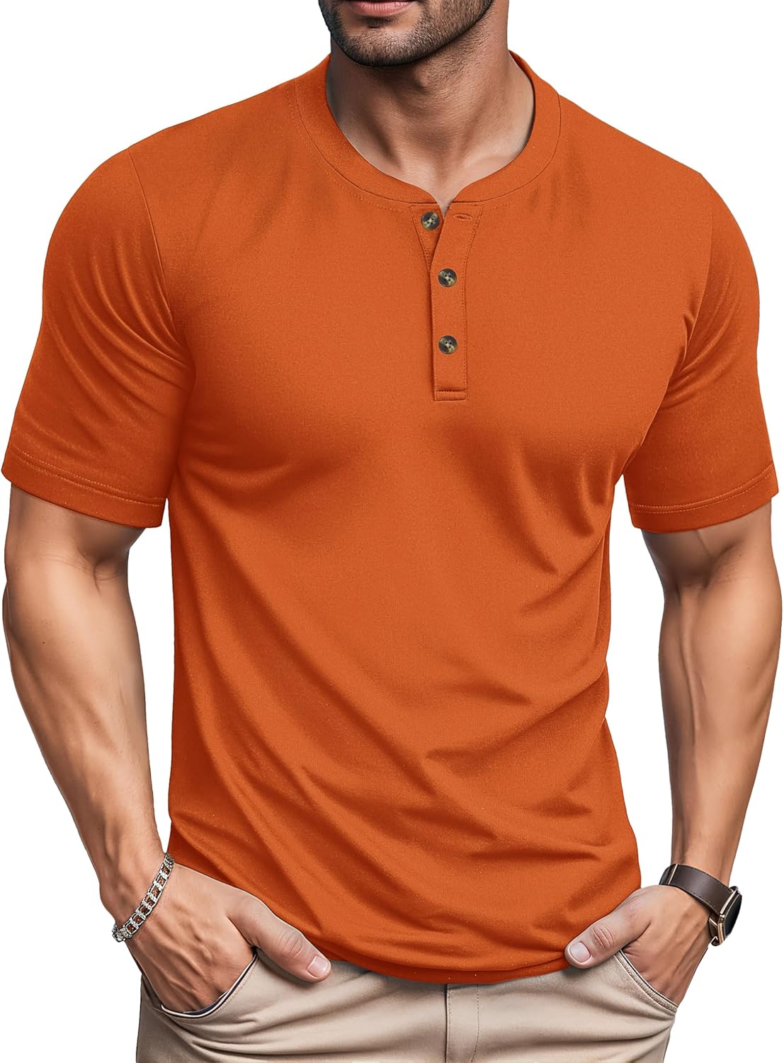 MAGCOMSEN Men's Henley Short Sleeve Shirt for Casual Summer Wear