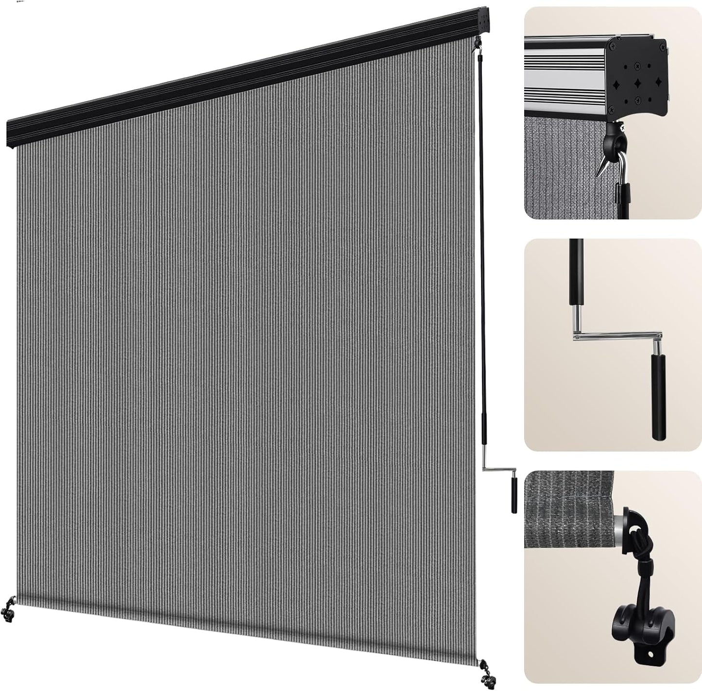 Artpuch Outdoor Roller Shade for Patios and Gazebos 8ft W x 8ft H